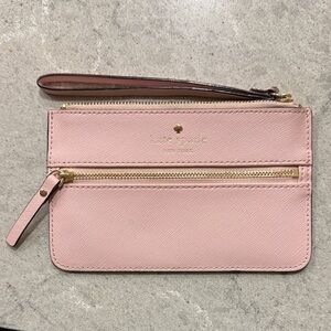 Kate Spade Light Pink Leather Wristlet with Gold Hardware